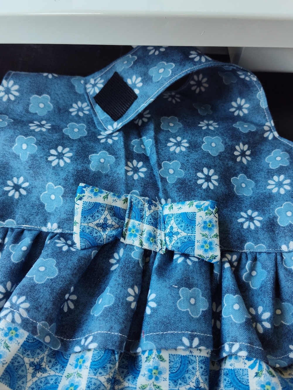 Blue Floral Ruffle Dog Dress with Bow - Picture 6 of 7